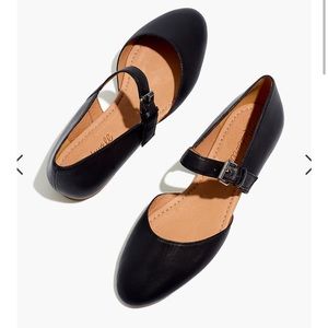 Madewell Alina Mary Jane Flats in Black Leather